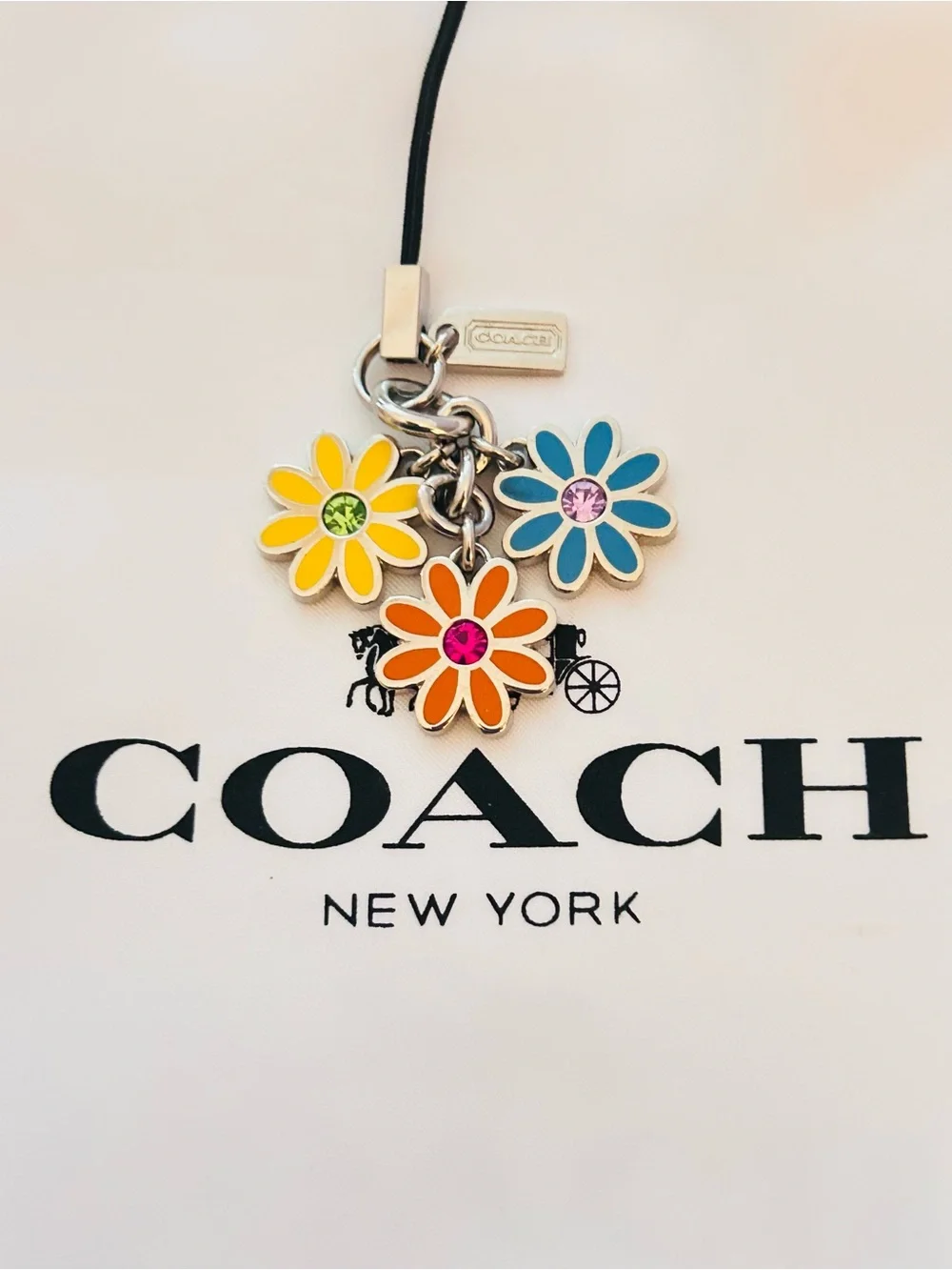 RARE NWOT Coach Y2K Flower Keychain/ Bag Charmkò